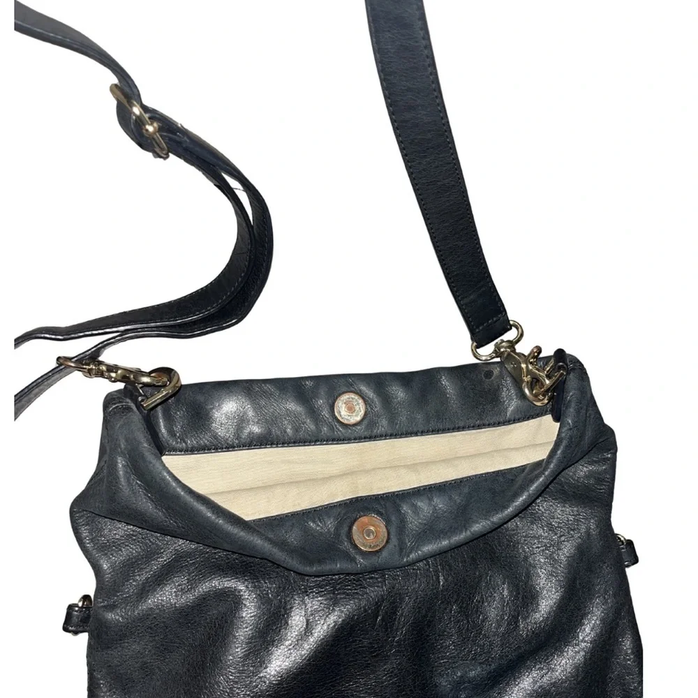 Tory Burch Vintage Dena Fold-Over Crossbody - Black Leather